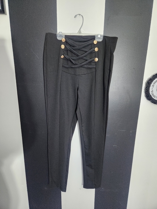 Source Unknown Pants - Crisscross Button Skinny Pants